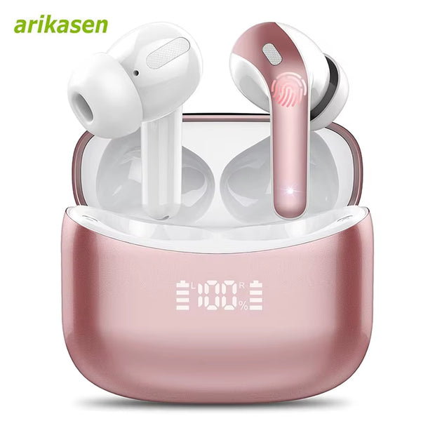 Wireless Bluetooth Earbuds Headphones 52 Hrs Playtime IPX7 Waterproof 4 Mic Call Noise Cancelling with LED Display Charging Case