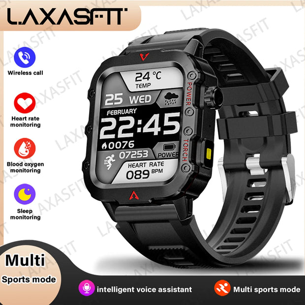 New Men'S Smart Watch LED Flashlight Outdoor Sports Smart Watch Wristwatch Health Monitoring Smart Watch