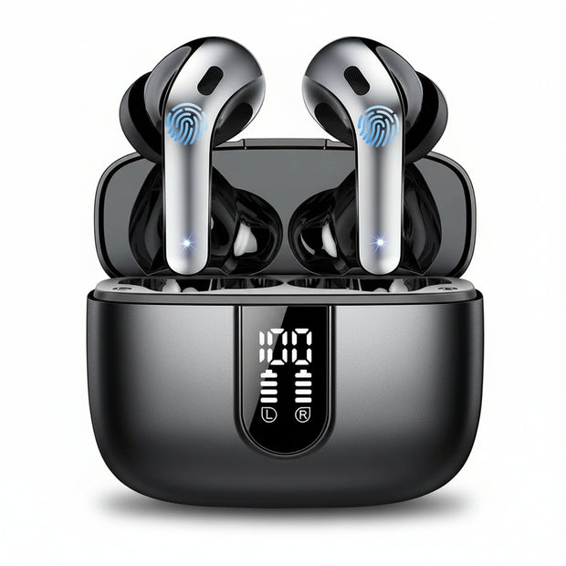 Wireless Bluetooth Earbuds Headphones 52 Hrs Playtime IPX7 Waterproof 4 Mic Call Noise Cancelling with LED Display Charging Case